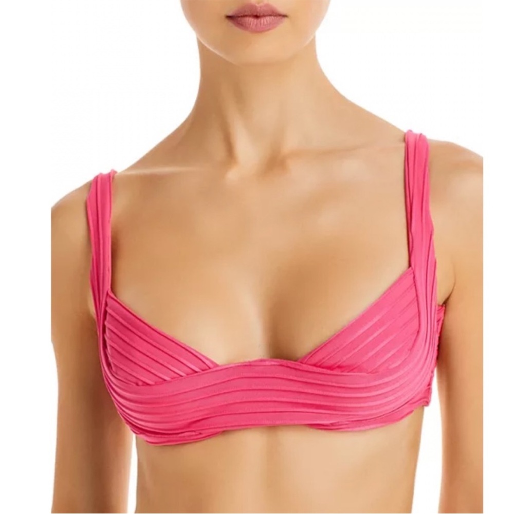 NEW REVEL REY Faye Textured Underwire Bikini Top Size Large Halcyon Pink
